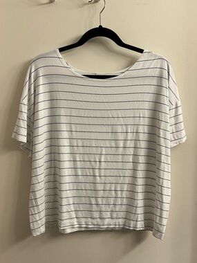 Only Hearts White Striped Short Sleeve Tee Large